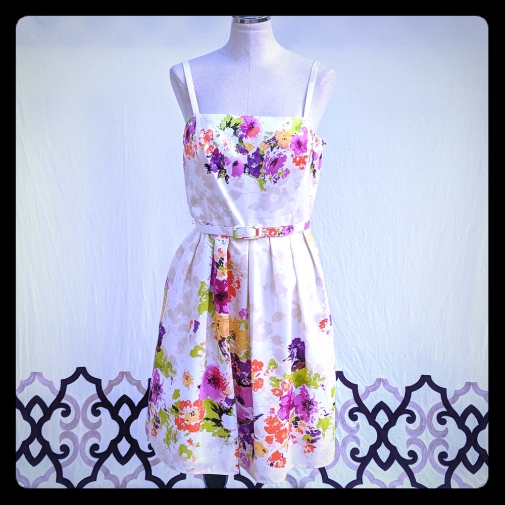 J Howard floral tea dress tank top shift silky 12